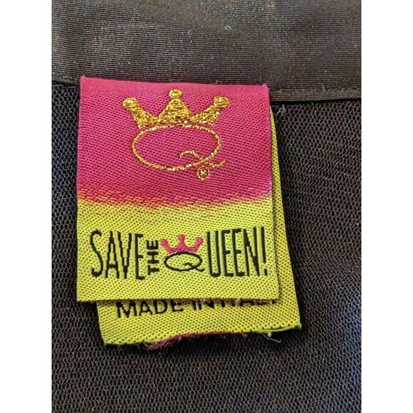 Save The Queen Womens Button Up Shirt Blouse Top Large Black Artsy Avant Garde - Picture 10 of 11